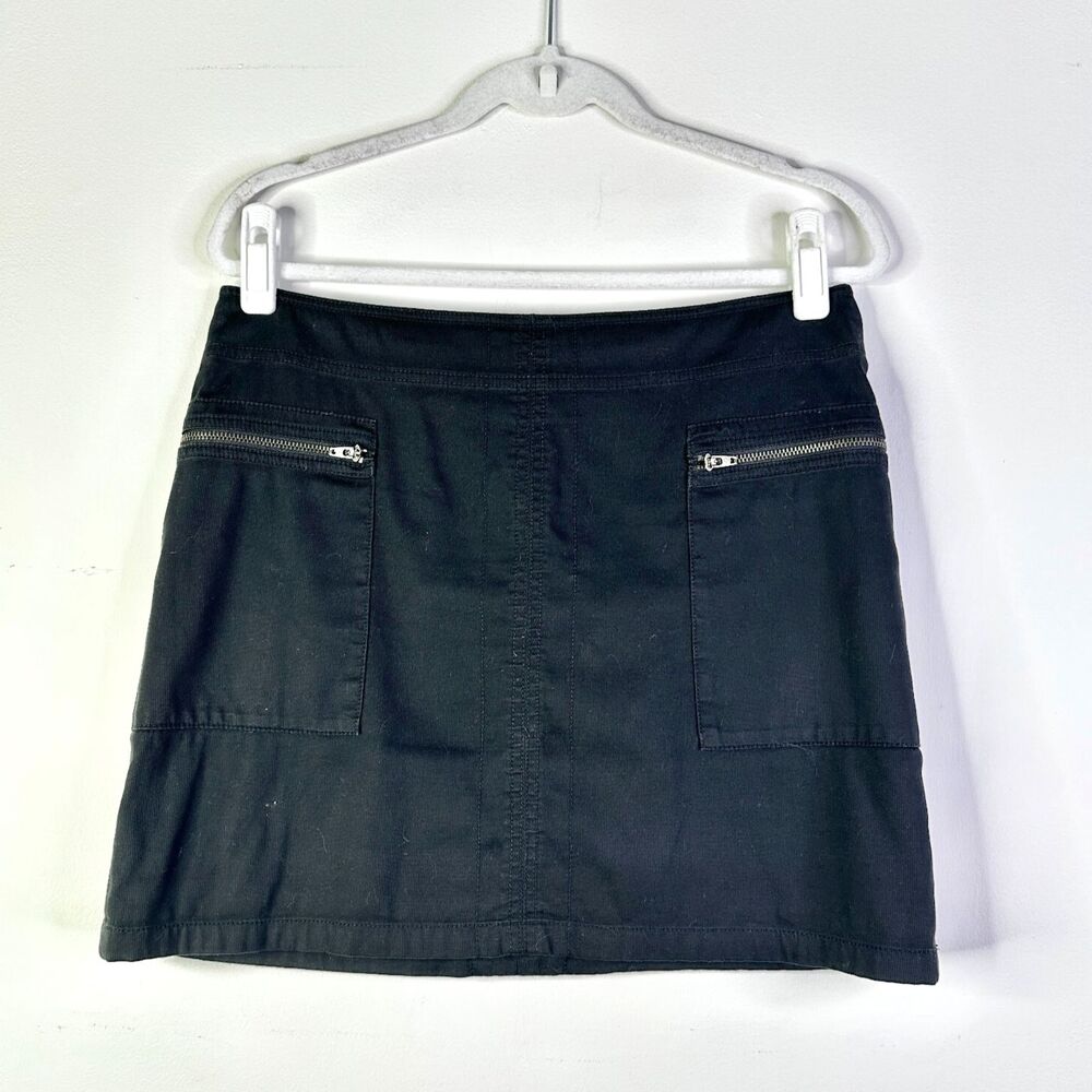 Kenneth Cole Skirt Women 8 Black Mini Zipper Pockets Athleisure Cute Goth Boho